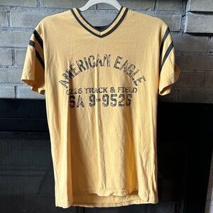 Vintage American Eagle Outfitters Athletic’s Yellow Graphic V-Neck Tee